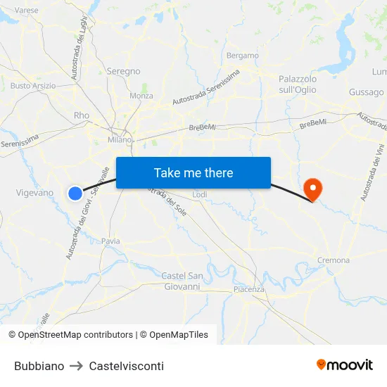 Bubbiano to Castelvisconti map