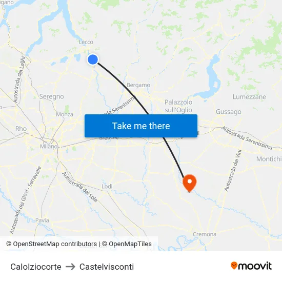 Calolziocorte to Castelvisconti map