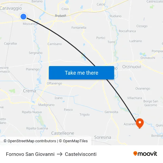 Fornovo San Giovanni to Castelvisconti map
