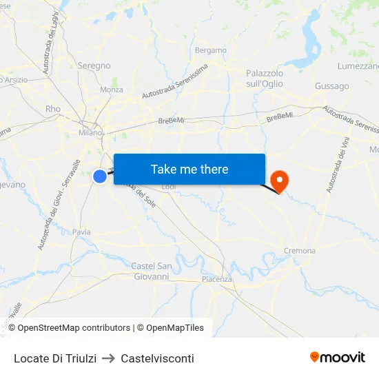 Locate di Triulzi to Castelvisconti map