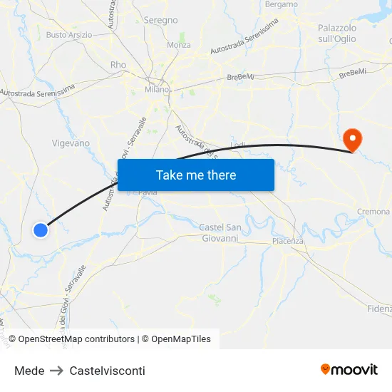 Mede to Castelvisconti map