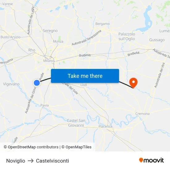 Noviglio to Castelvisconti map