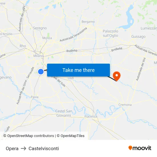 Opera to Castelvisconti map