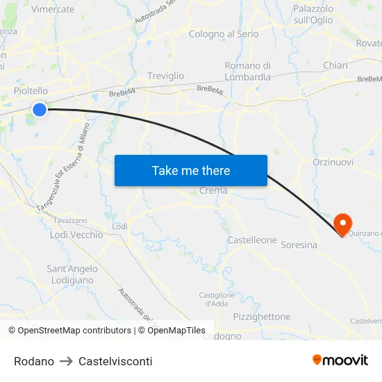 Rodano to Castelvisconti map