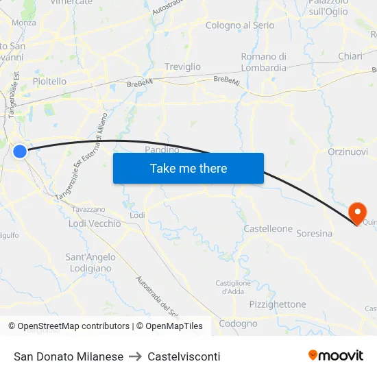 San Donato Milanese to Castelvisconti map