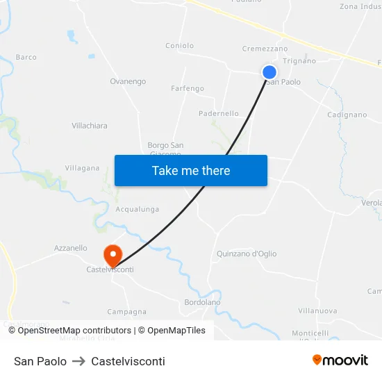 San Paolo to Castelvisconti map
