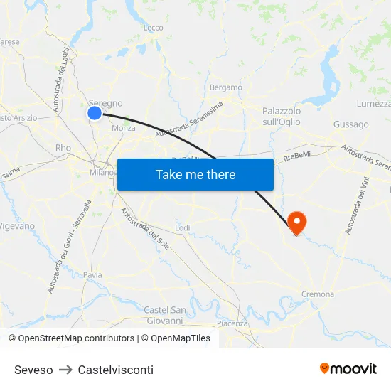 Seveso to Castelvisconti map