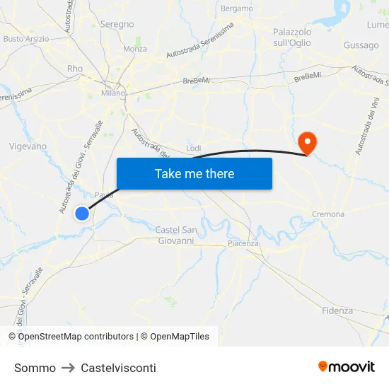 Sommo to Castelvisconti map