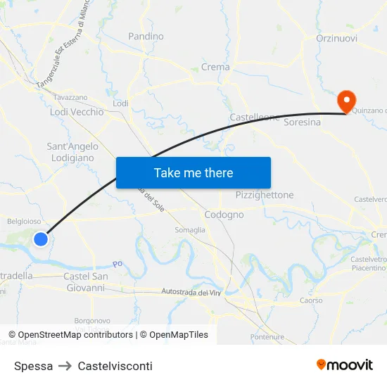 Spessa to Castelvisconti map