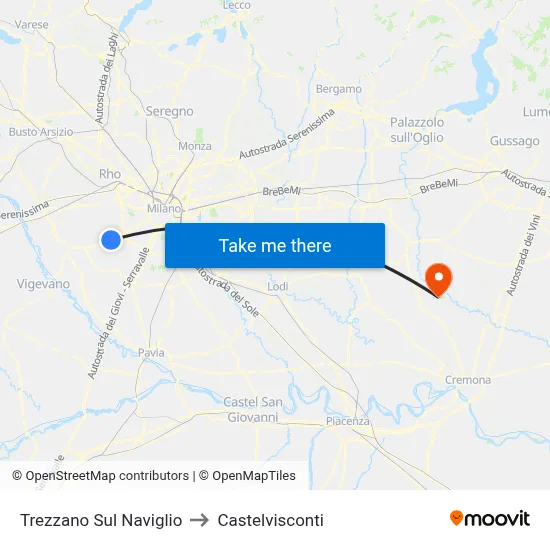 Trezzano Sul Naviglio to Castelvisconti map