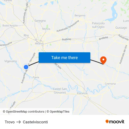 Trovo to Castelvisconti map