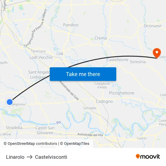 Linarolo to Castelvisconti map