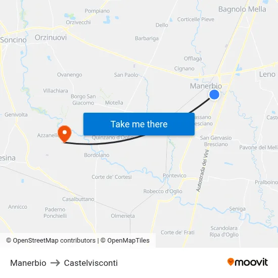 Manerbio to Castelvisconti map