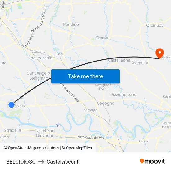Belgioioso to Castelvisconti map