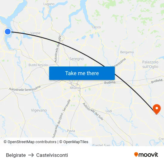 Belgirate to Castelvisconti map