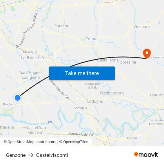 Genzone to Castelvisconti map