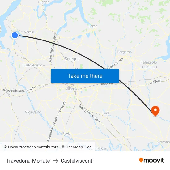 Travedona-Monate to Castelvisconti map
