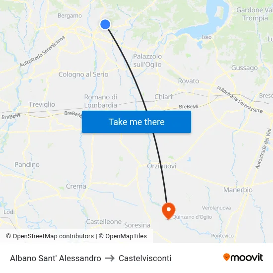 Albano Sant' Alessandro to Castelvisconti map