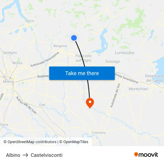 Albino to Castelvisconti map