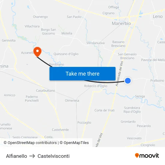 Alfianello to Castelvisconti map