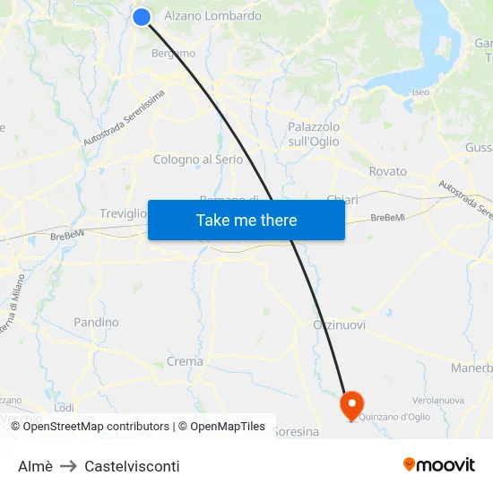 Almè to Castelvisconti map