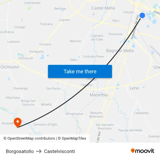 Borgosatollo to Castelvisconti map