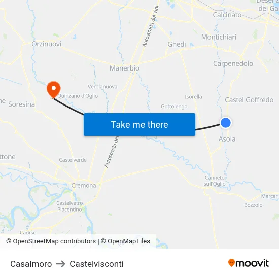 Casalmoro to Castelvisconti map