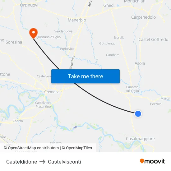 Casteldidone to Castelvisconti map