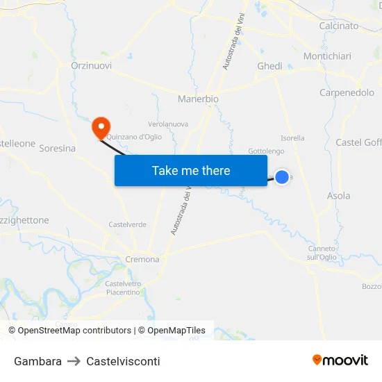 Gambara to Castelvisconti map