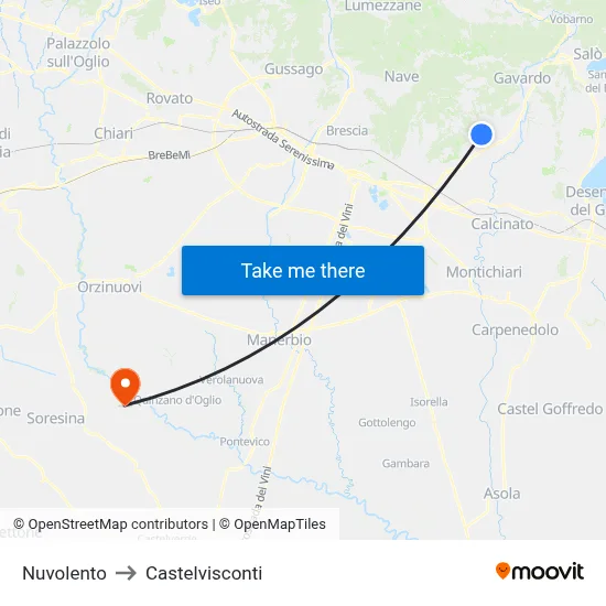 Nuvolento to Castelvisconti map