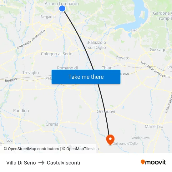 Villa di Serio to Castelvisconti map