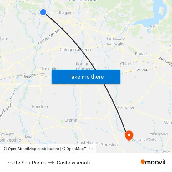 Saint Peter Bridge to Castelvisconti map