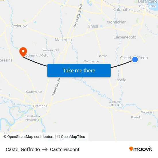 Castel Goffredo to Castelvisconti map