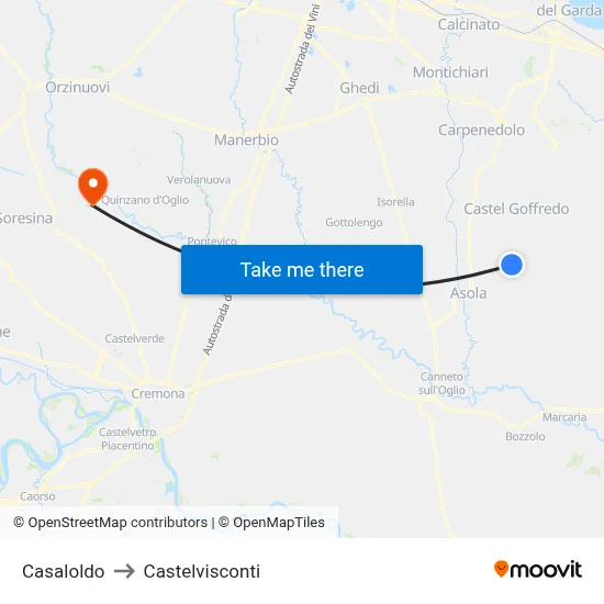 Casaloldo to Castelvisconti map