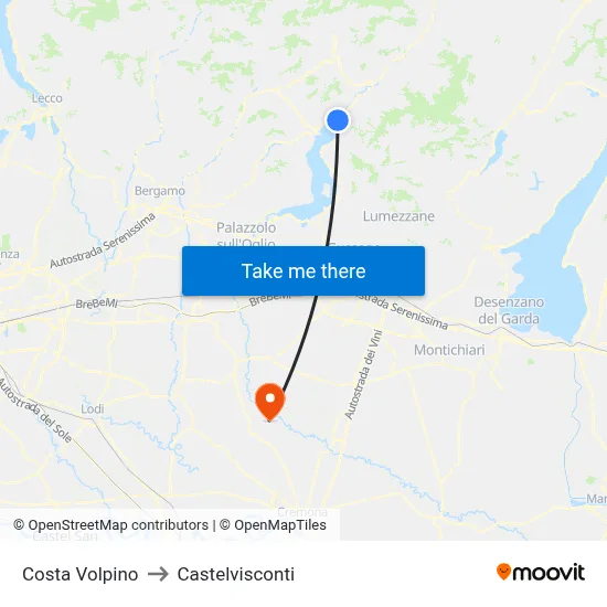 Costa Volpino to Castelvisconti map