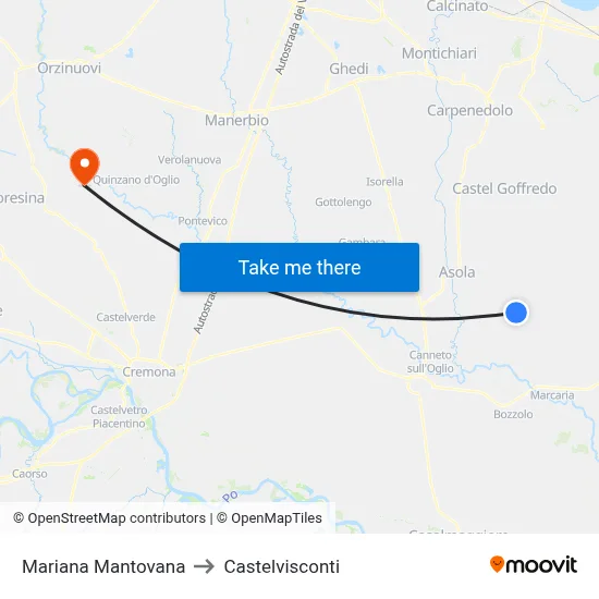 Mariana Mantovana to Castelvisconti map
