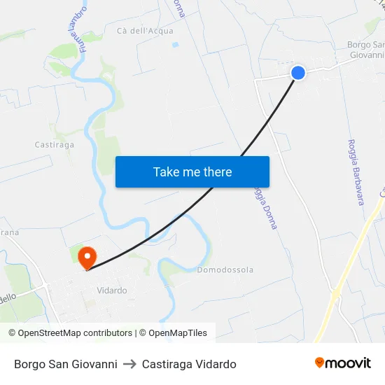 Borgo San Giovanni to Castiraga Vidardo map