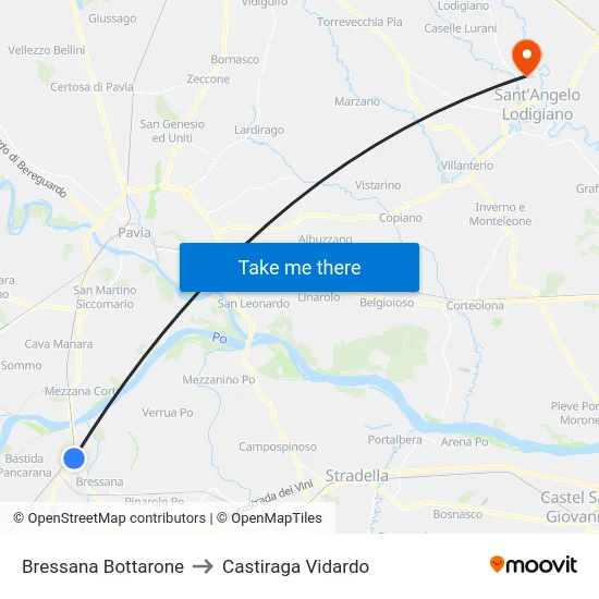 Bressana Bottarone to Castiraga Vidardo map