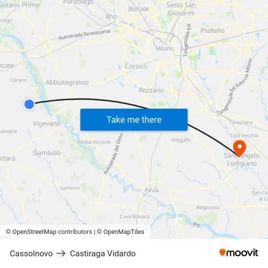 Cassolnovo to Castiraga Vidardo map