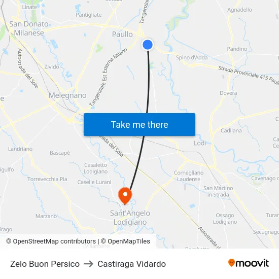 Zelo Buon Persico to Castiraga Vidardo map