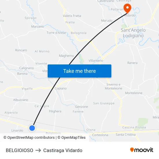 BELGIOIOSO to Castiraga Vidardo map