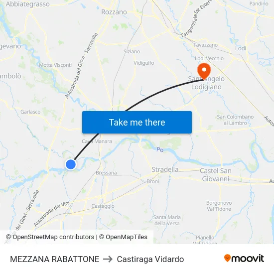 MEZZANA RABATTONE to Castiraga Vidardo map