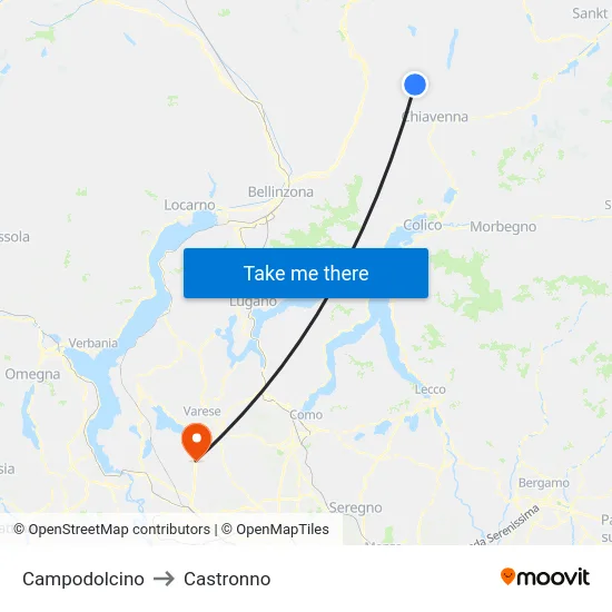 Campodolcino to Castronno map
