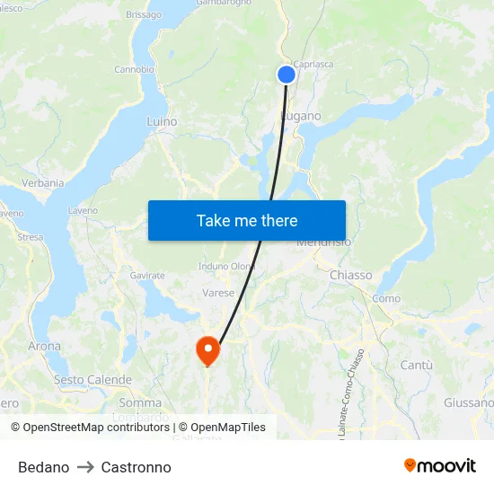 Bedano to Castronno map