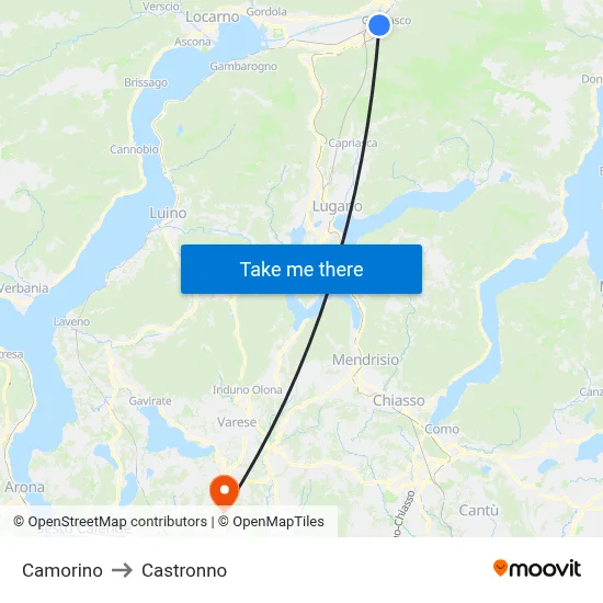 Camorino to Castronno map