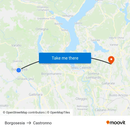 Borgosesia to Castronno map