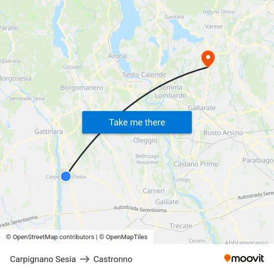 Carpignano Sesia to Castronno map
