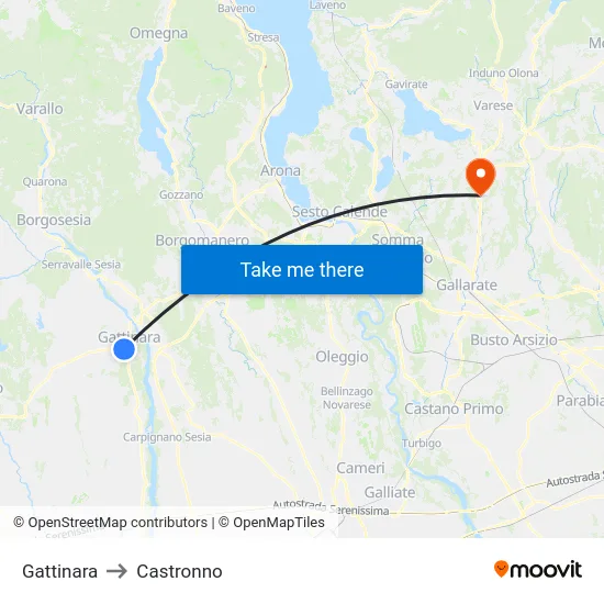Gattinara to Castronno map