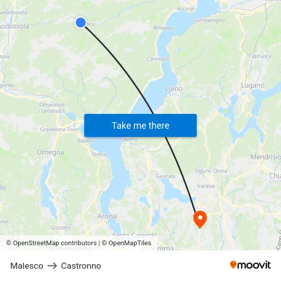 Malesco to Castronno map