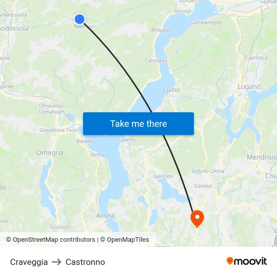 Craveggia to Castronno map
